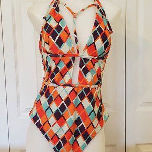 Cupshe One-Piece Geometric Design Plunge Front